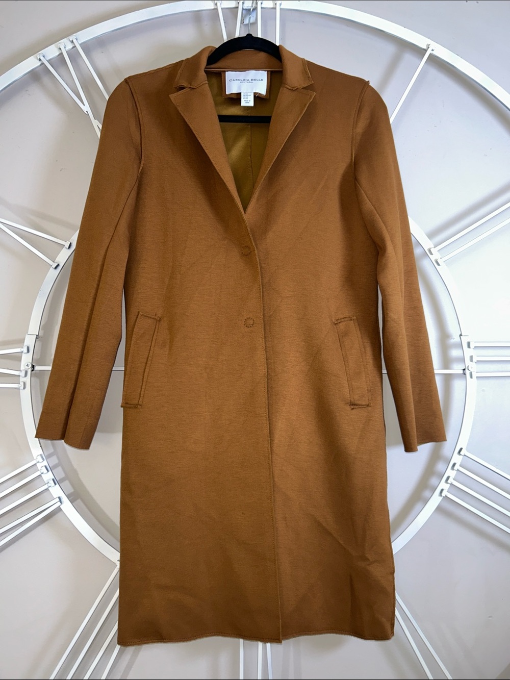 Carolina Belle Montréal Camel Brown Single-Button Long Trench Coat